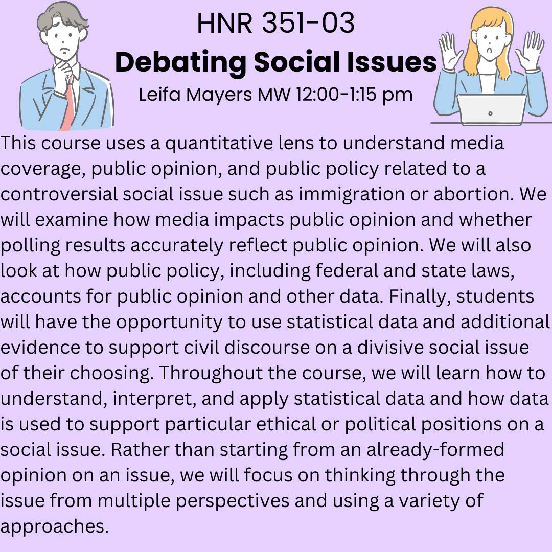 course description HNR 351-03